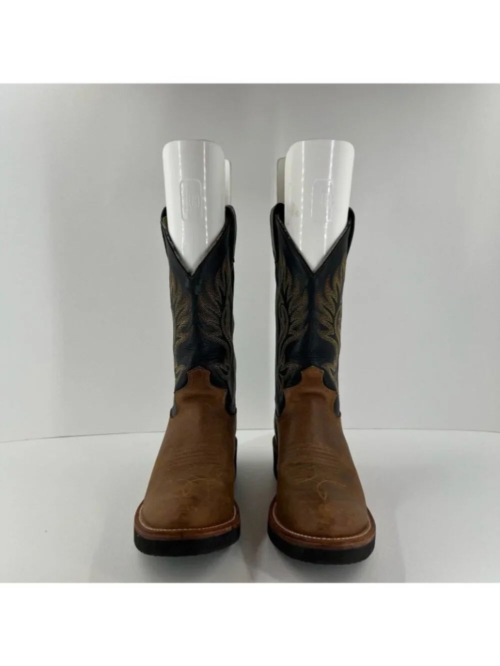 Justin Mens Paluxy 5018 Black Brown Leather Cowboy Western Boots 7 B Narrow USA